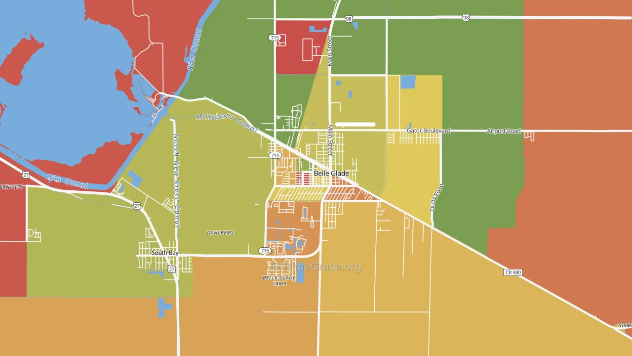 Belle Glade, FL Map of Arson Rates