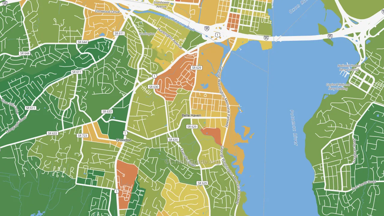 Belle Haven, Belle View, VA Map of Arson Rates