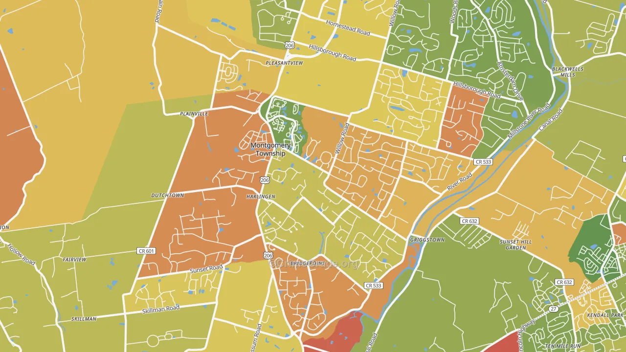 Belle Mead, NJ Map of Arson Rates