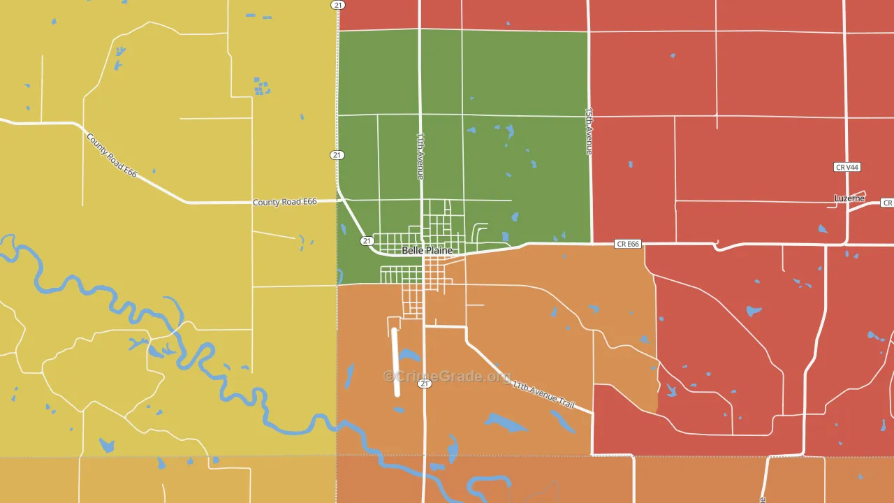 Belle Plaine, IA Map of Arson Rates