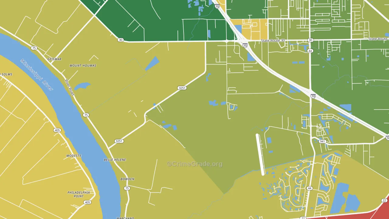 Belle Terre, LA Map of Arson Rates