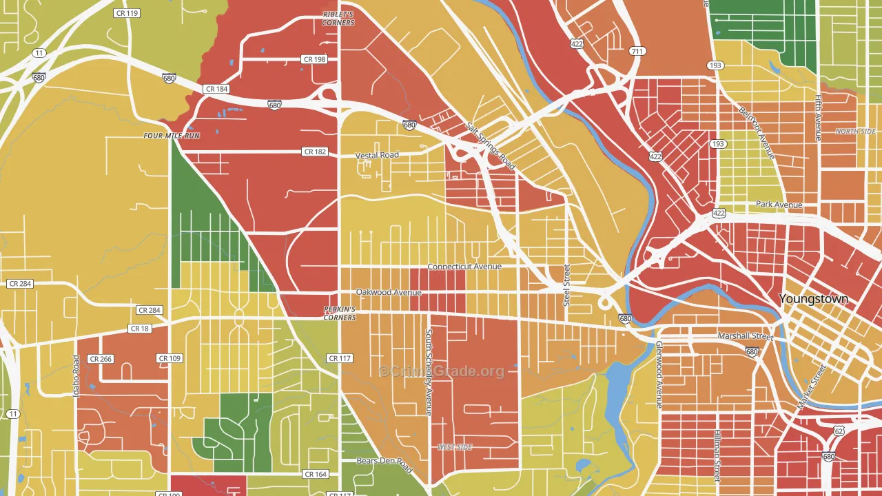 Belle Vista, Youngstown, OH Map of Arson Rates