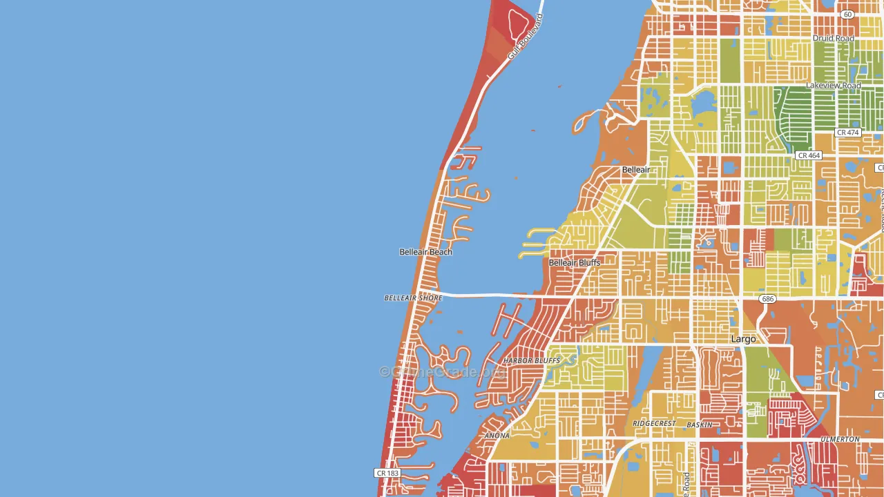 Belleair Beach, FL Map of Arson Rates