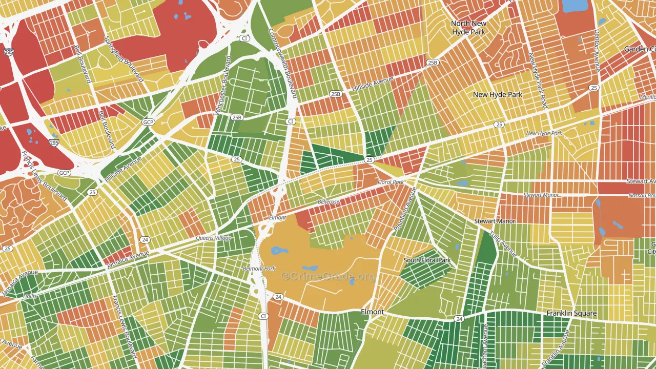 Bellerose, NY Map of Arson Rates