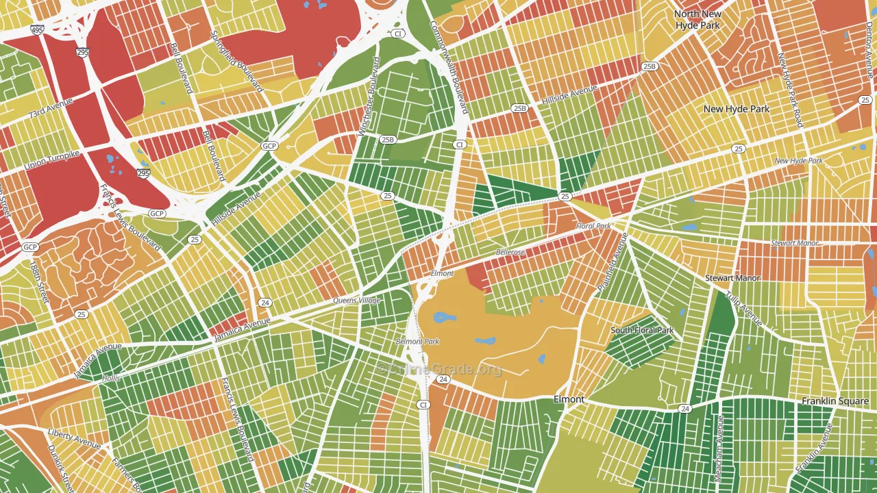 Bellerose Terrace, NY Map of Arson Rates