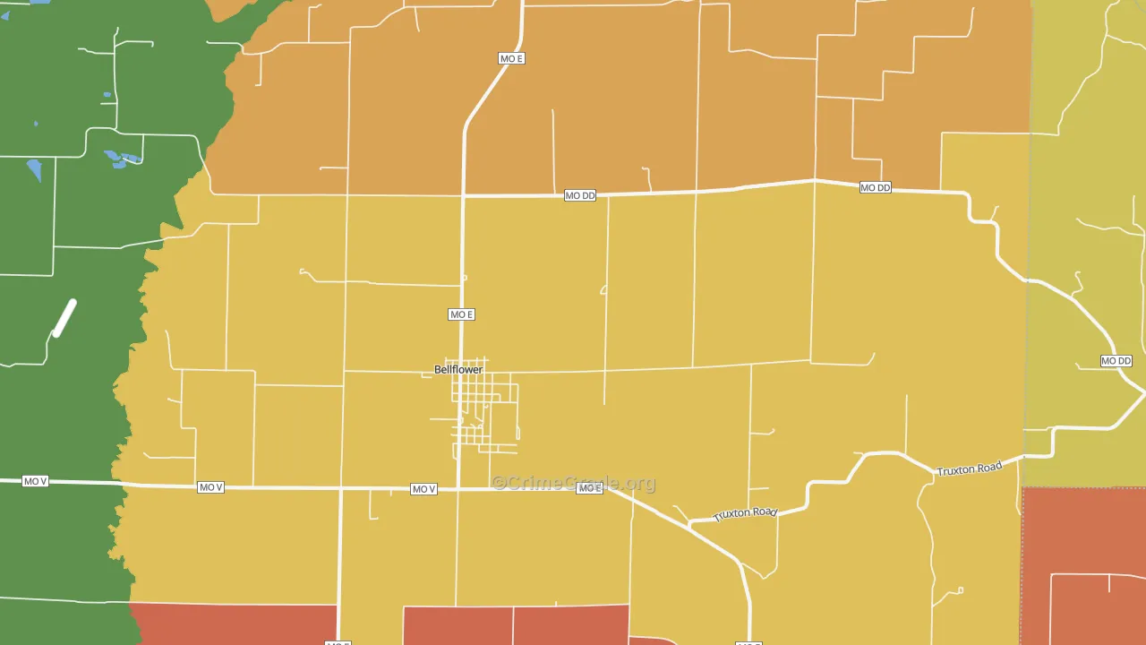 Bellflower, MO Map of Arson Rates