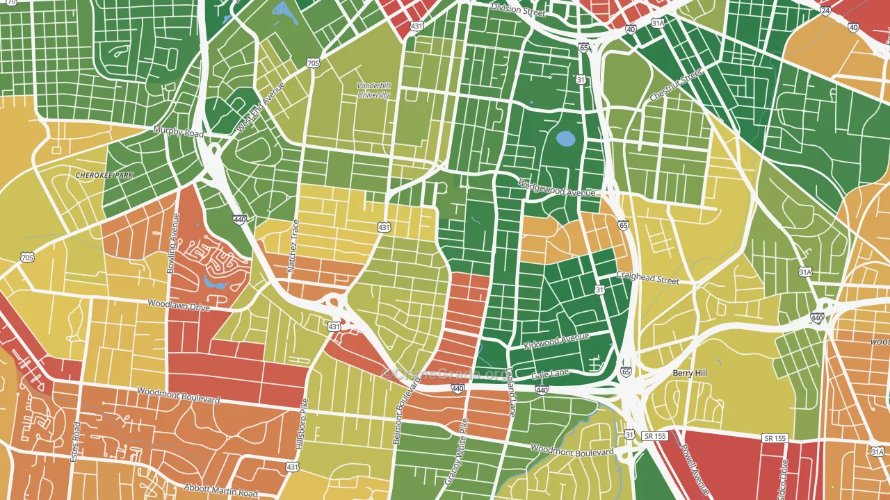 Bellmont Hillsboro, Nashville, TN Map of Arson Rates