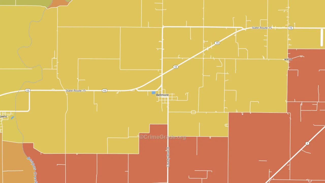 Bellmont, IL Map of Arson Rates