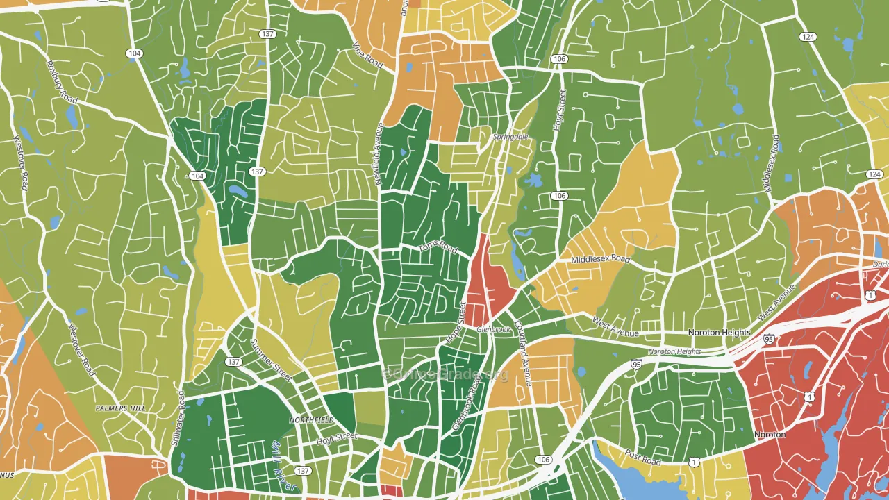 Belltown, Stamford, CT Map of Arson Rates