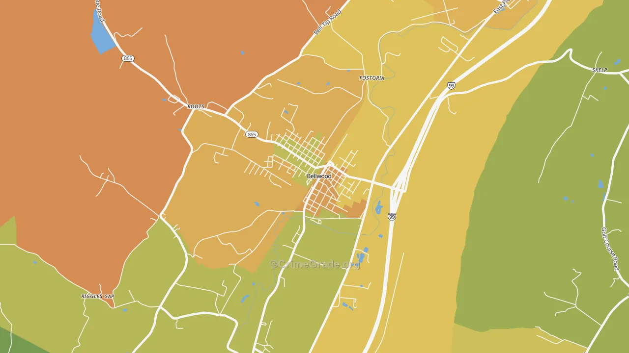 Bellwood, PA Map of Arson Rates