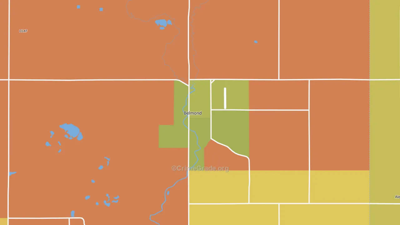 Belmond, IA Map of Arson Rates