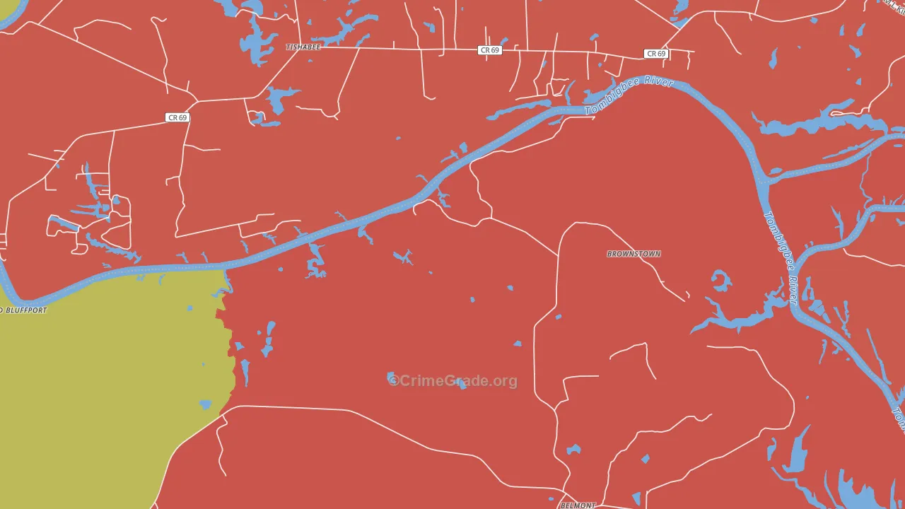 Belmont, AL Map of Arson Rates