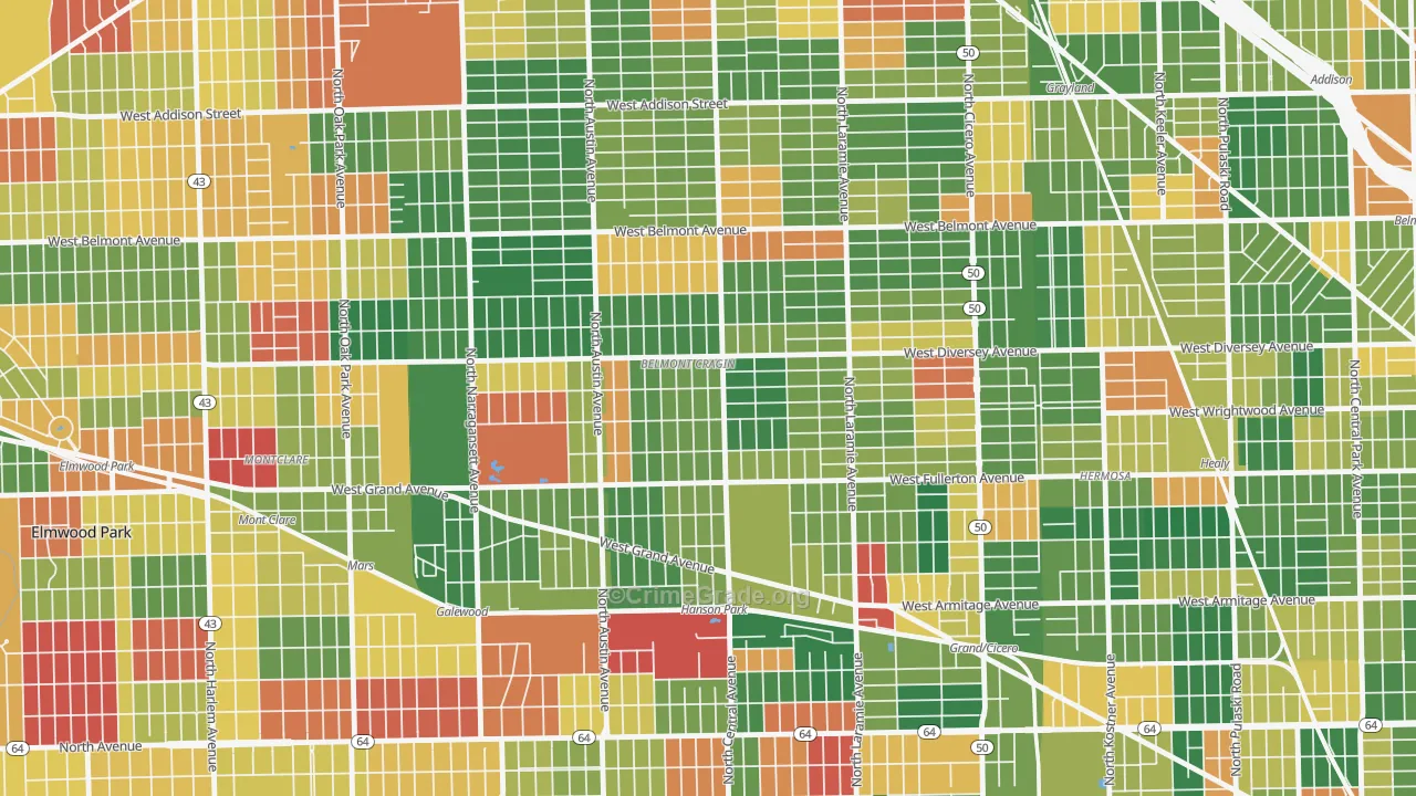 Belmont Cragin, Chicago, IL Map of Arson Rates