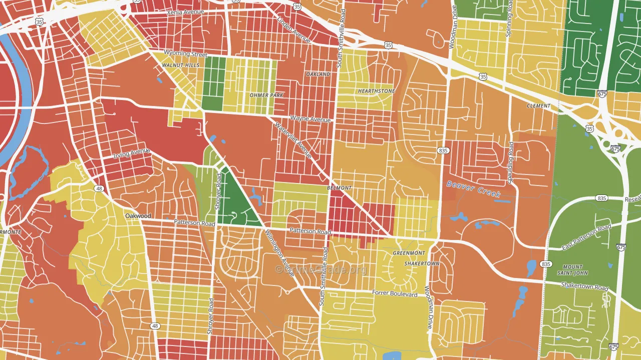 Belmont, Dayton, OH Map of Arson Rates