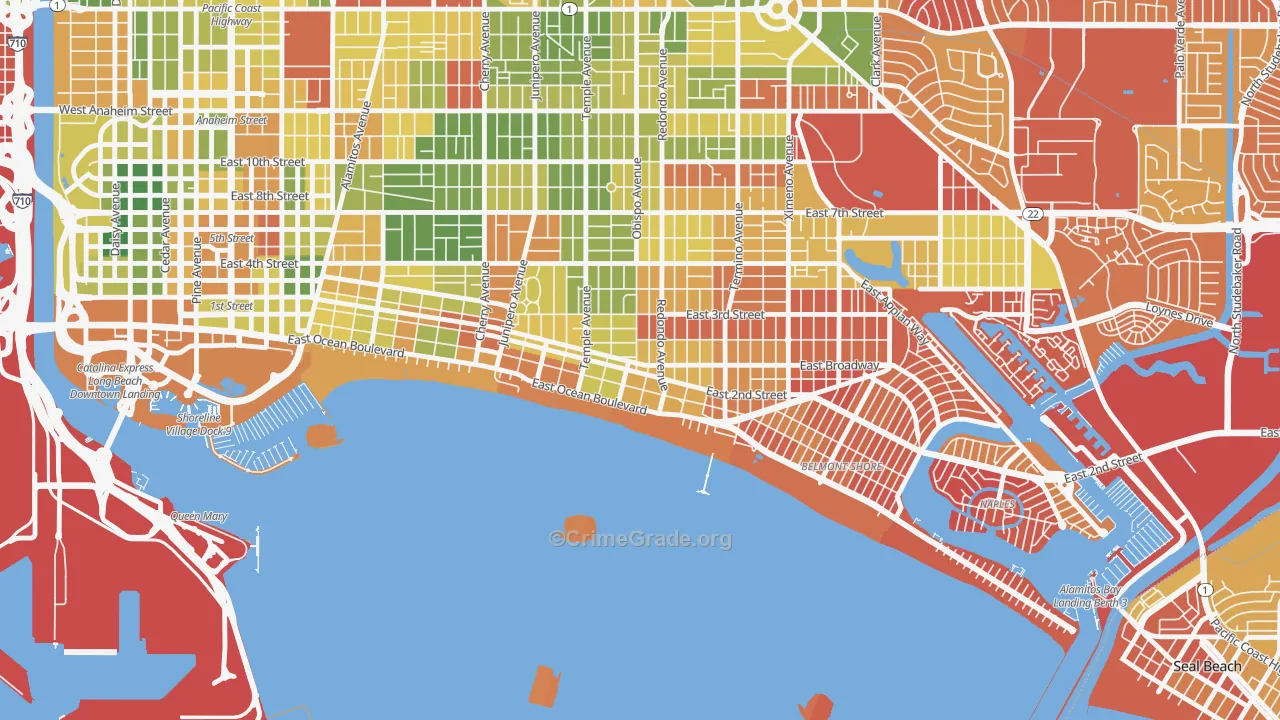 Belmont Heights, Long Beach, CA Map of Arson Rates