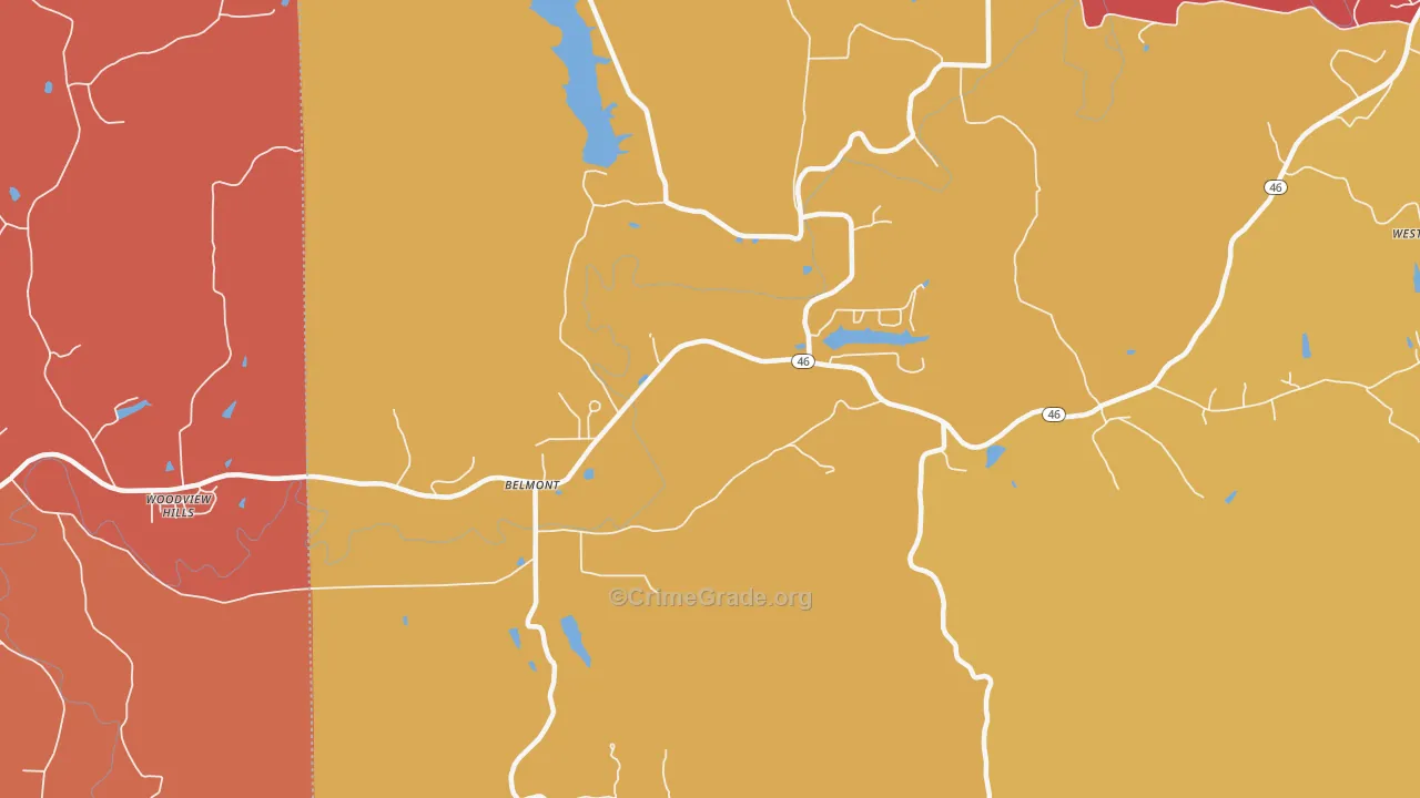 Belmont, IN Map of Arson Rates