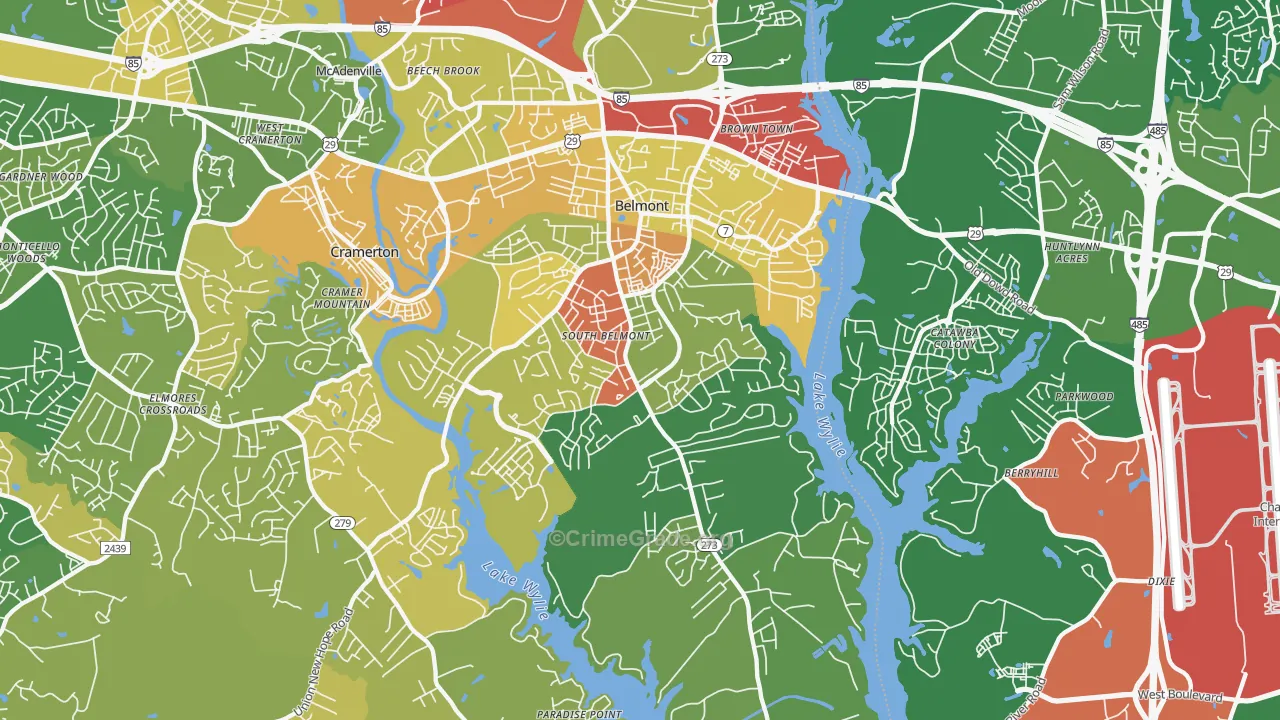 Belmont, NC Map of Arson Rates