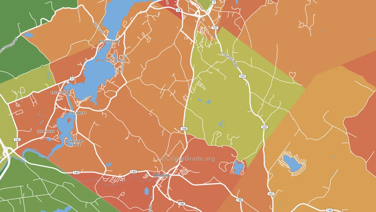 Belmont, NH Map of Arson Rates