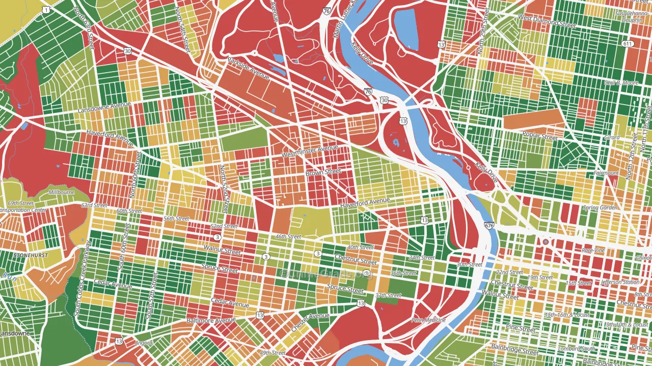 Belmont, Philadelphia, PA Map of Arson Rates