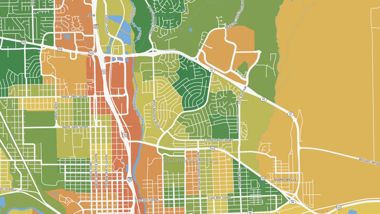 Belmont, Pueblo, CO Map of Arson Rates