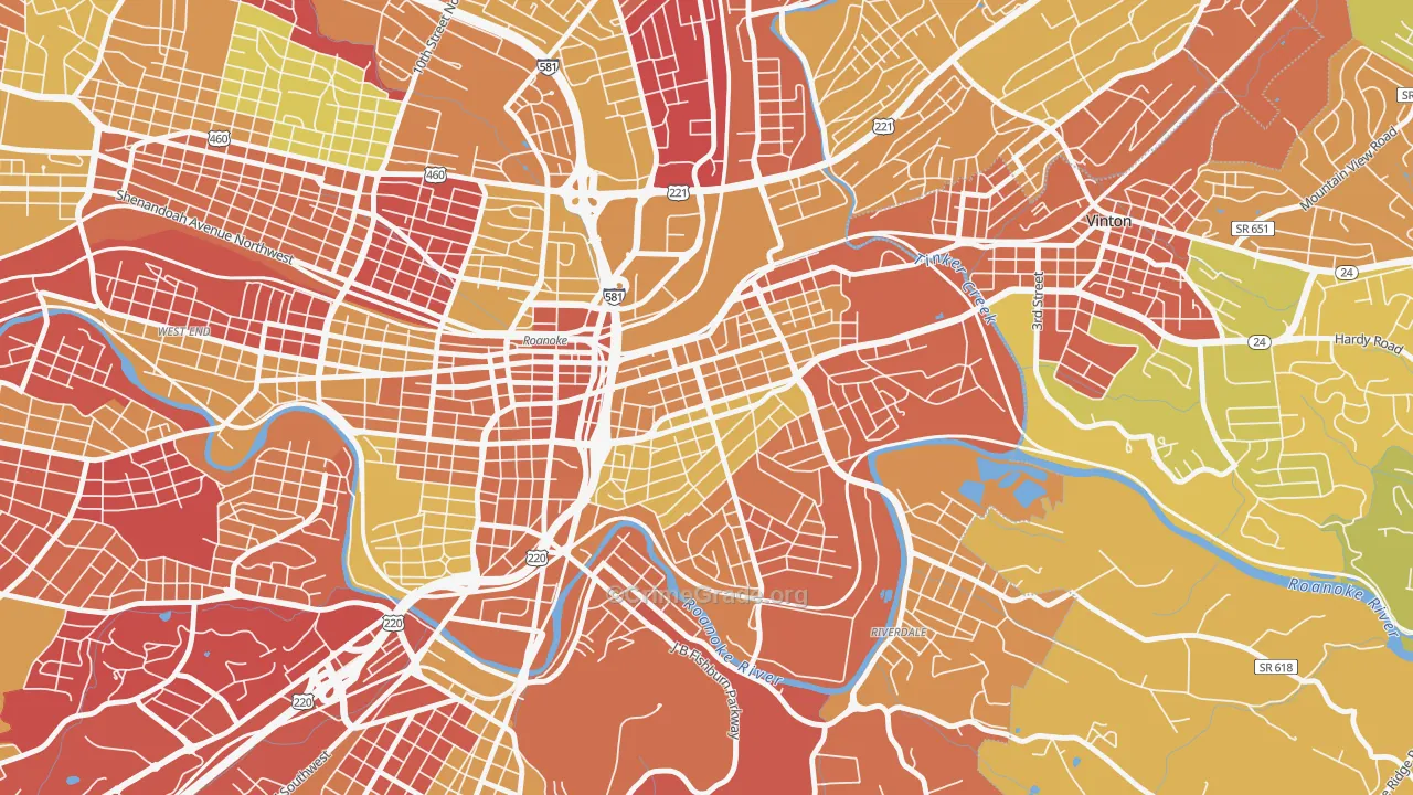 Belmont, Roanoke, VA Map of Arson Rates
