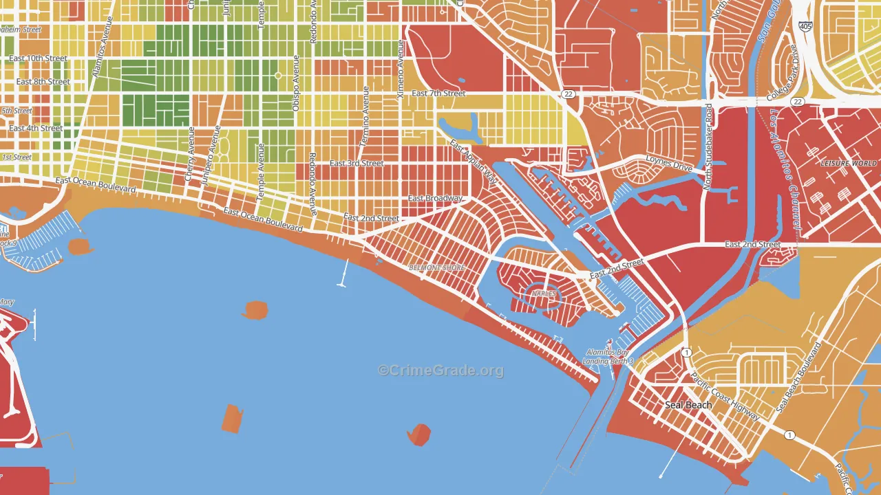 Belmont Shore, Long Beach, CA Map of Arson Rates