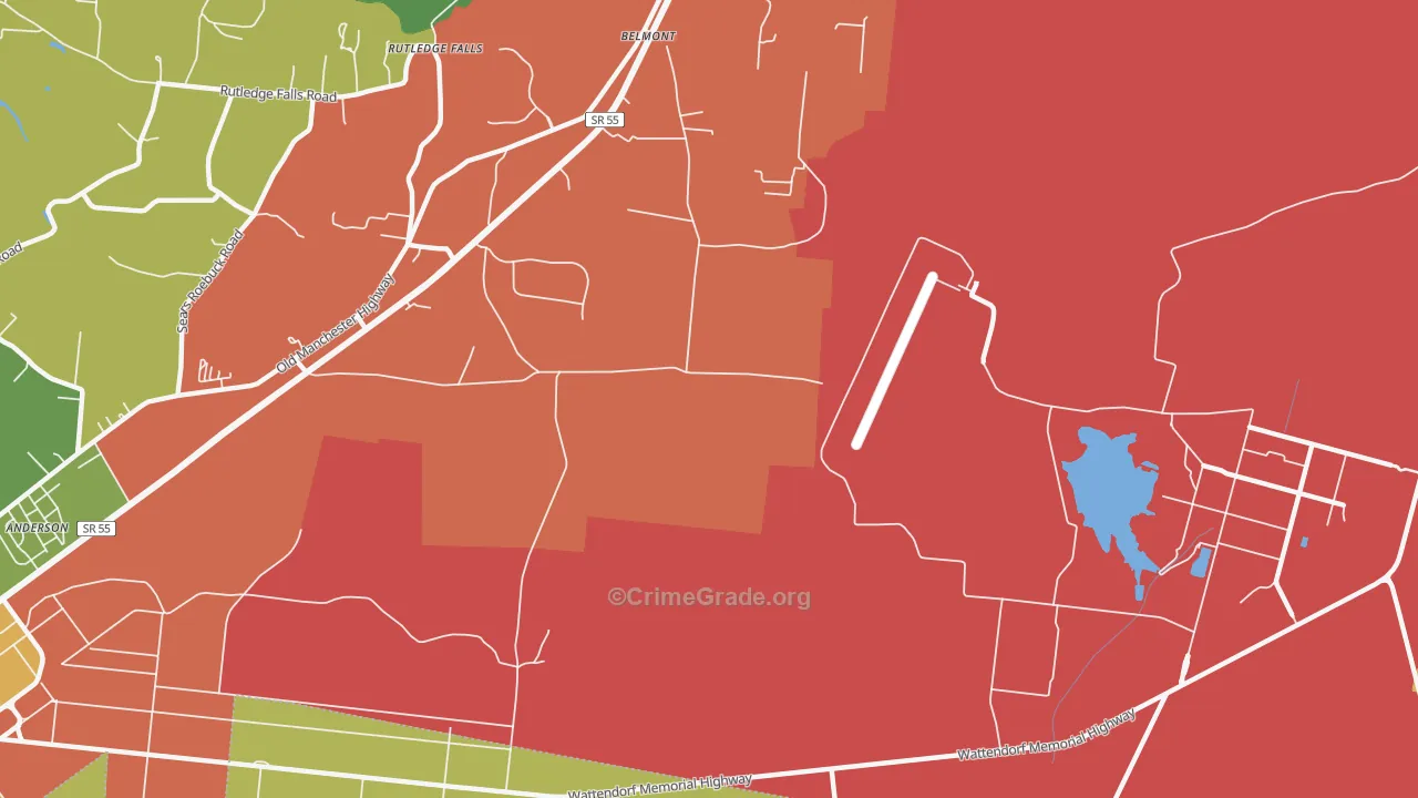 Belmont, TN Map of Arson Rates
