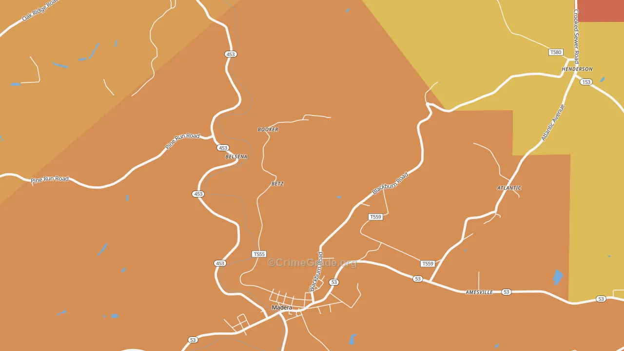 Belsena Mills, PA Map of Arson Rates