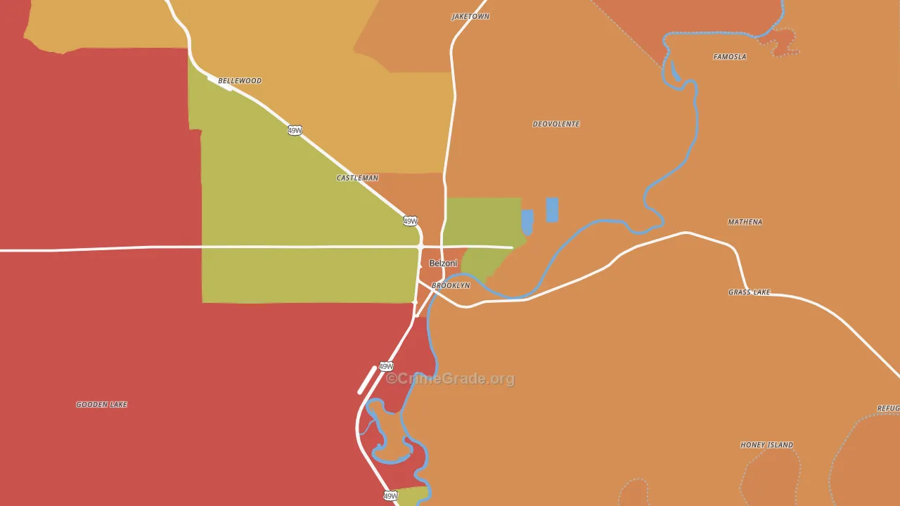 Belzoni, MS Map of Arson Rates