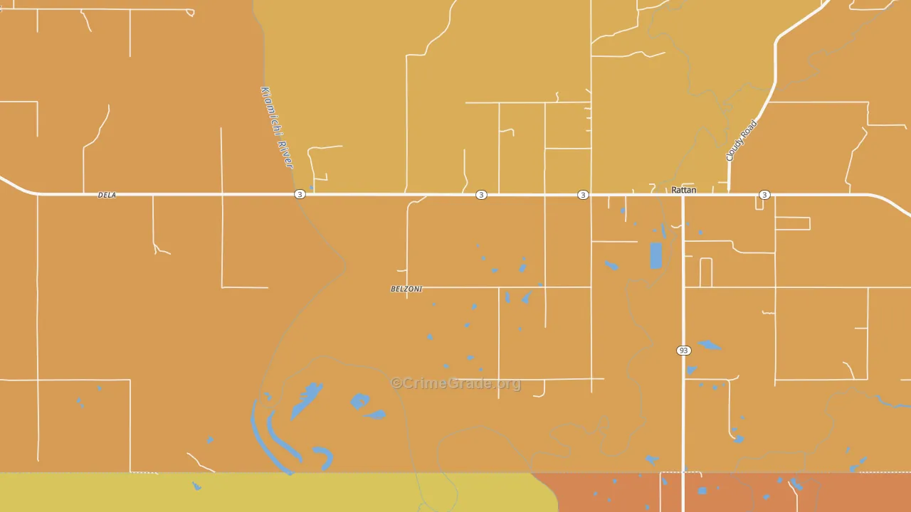 Belzoni, OK Map of Arson Rates