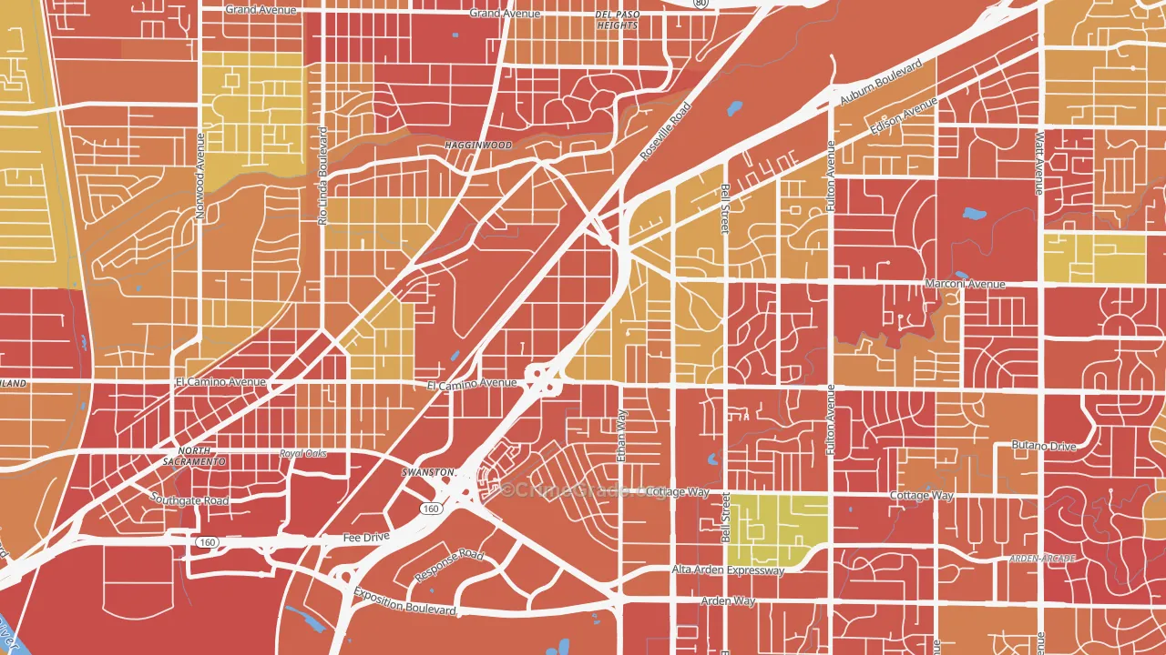 Ben Ali, Sacramento, CA Map of Arson Rates