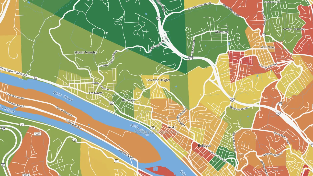 Ben Avon Heights, PA Map of Arson Rates