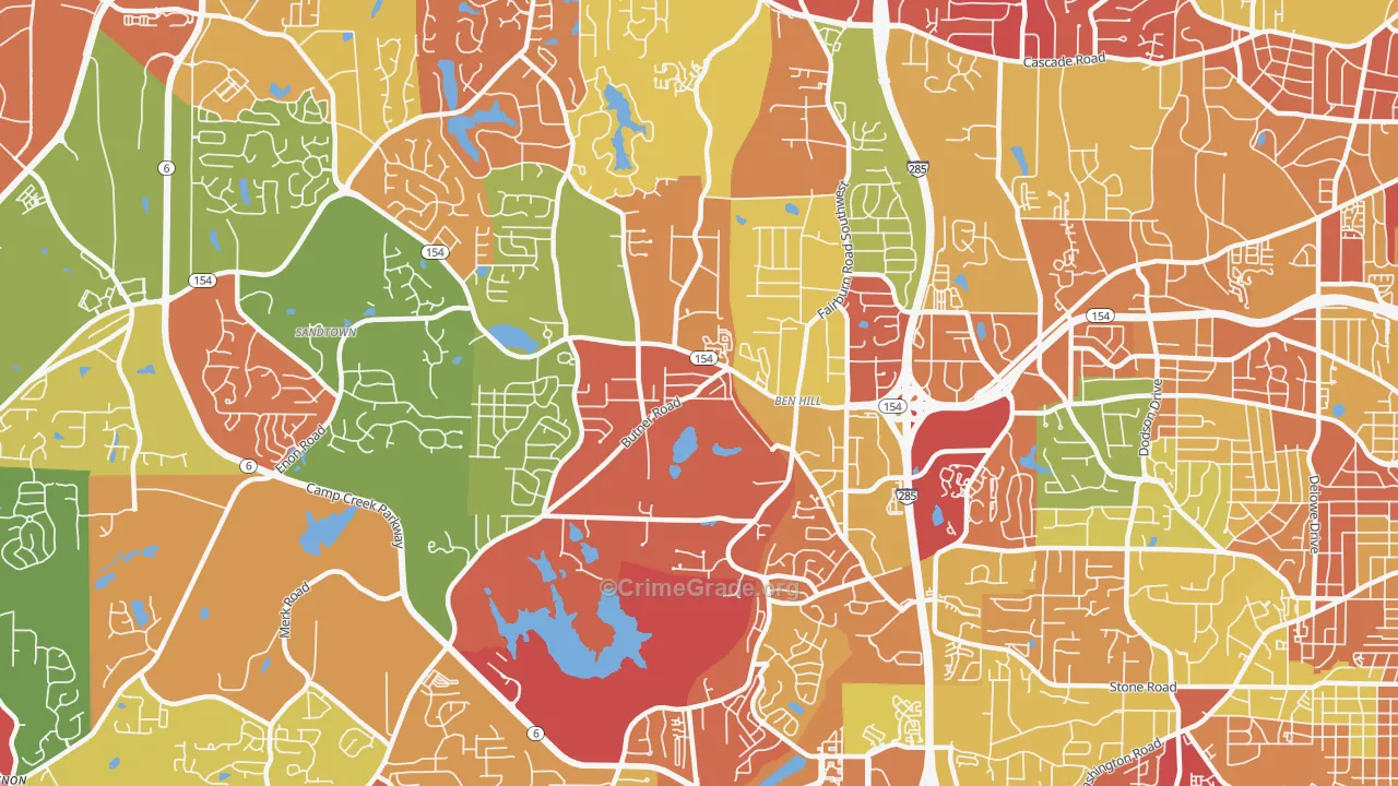 Ben Hill, Atlanta, GA Map of Arson Rates