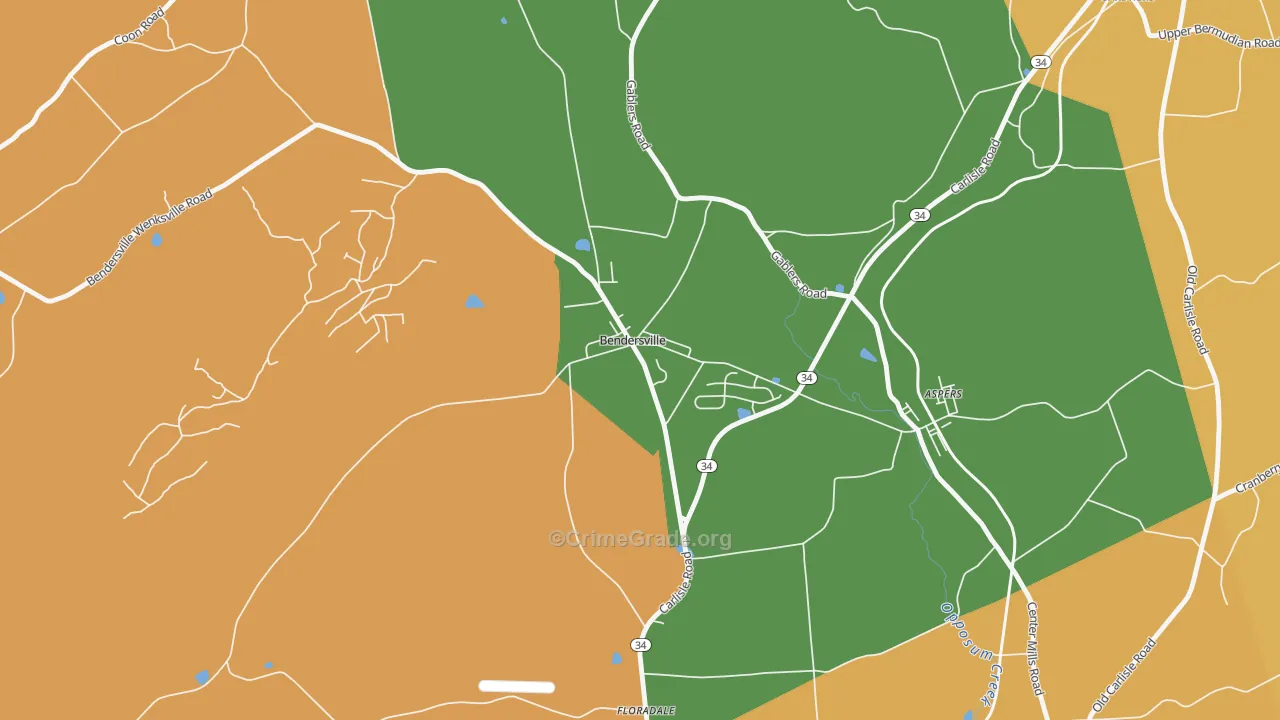 Bendersville, PA Map of Arson Rates