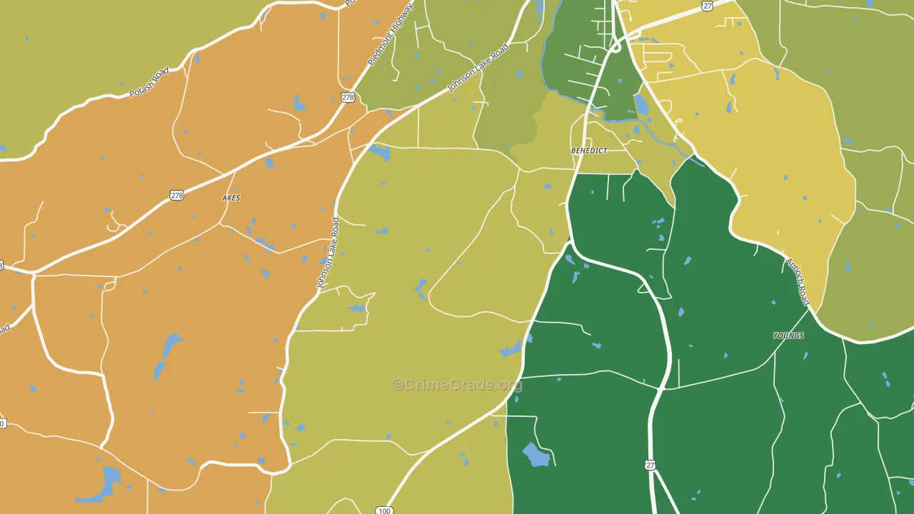Benedict, GA Map of Arson Rates