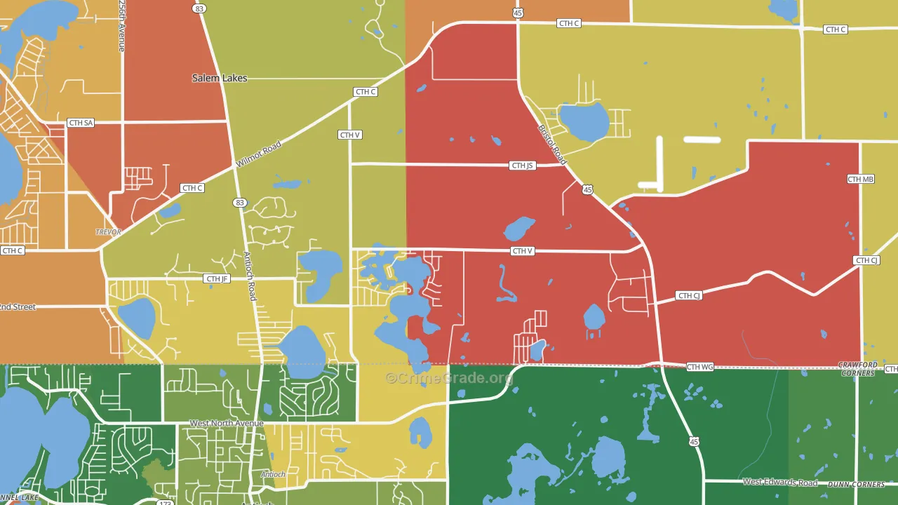 Benet Lake, WI Map of Arson Rates