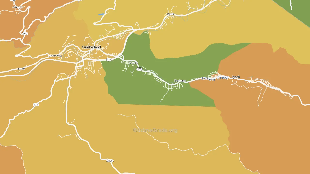 Benham, KY Map of Arson Rates