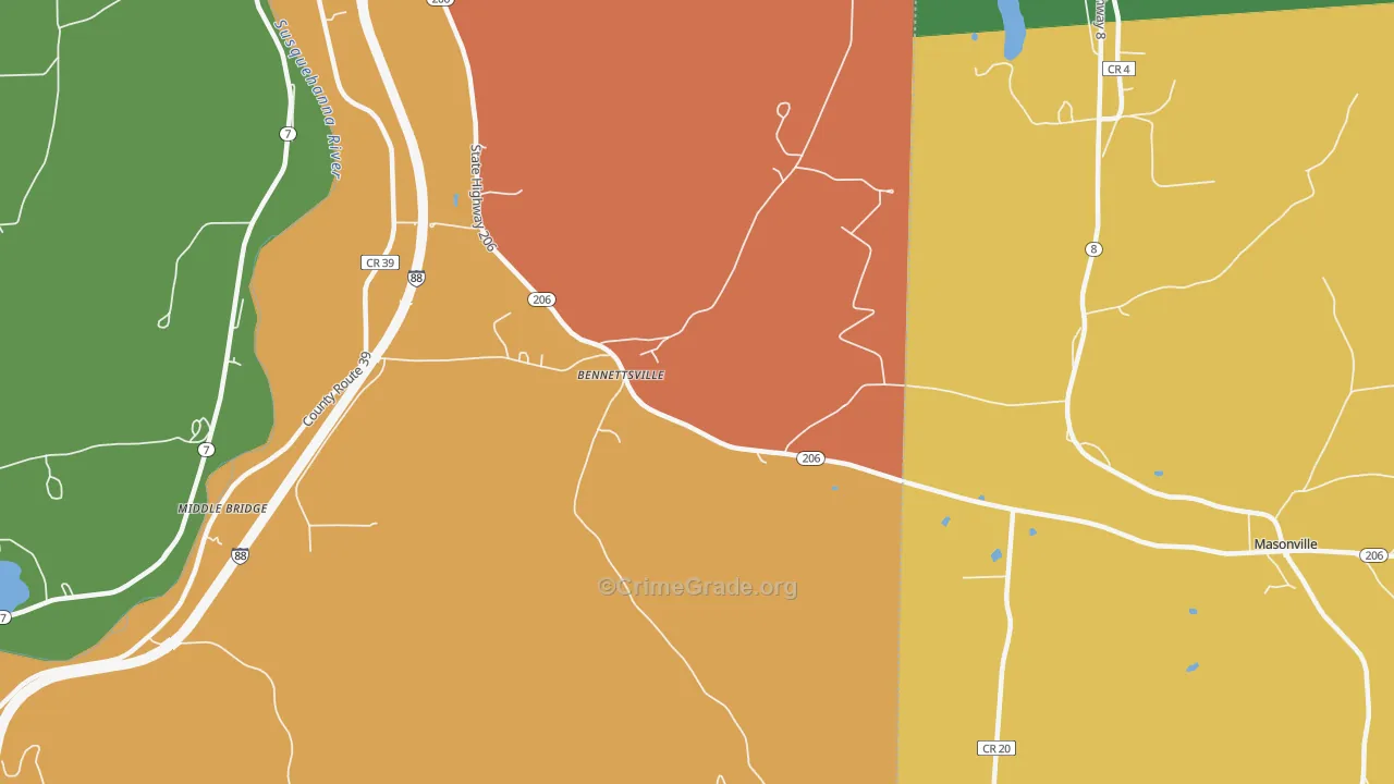 Bennettsville, NY Map of Arson Rates