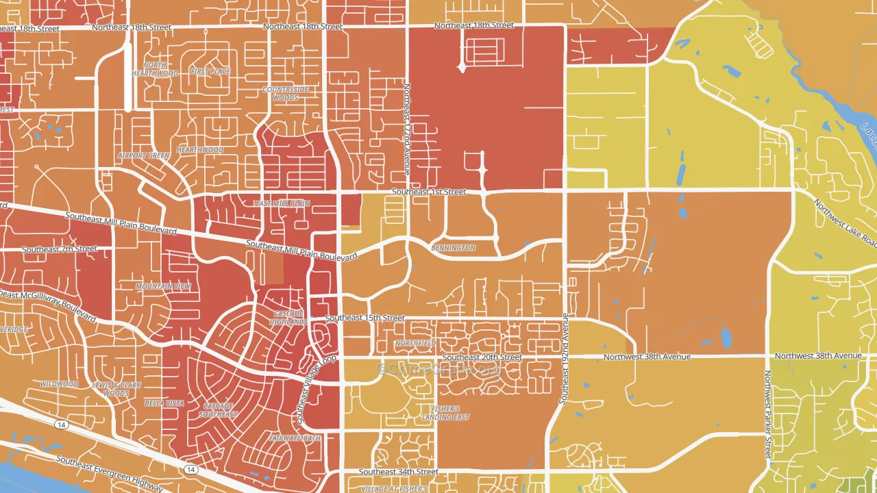 Bennington, Vancouver, WA Map of Arson Rates