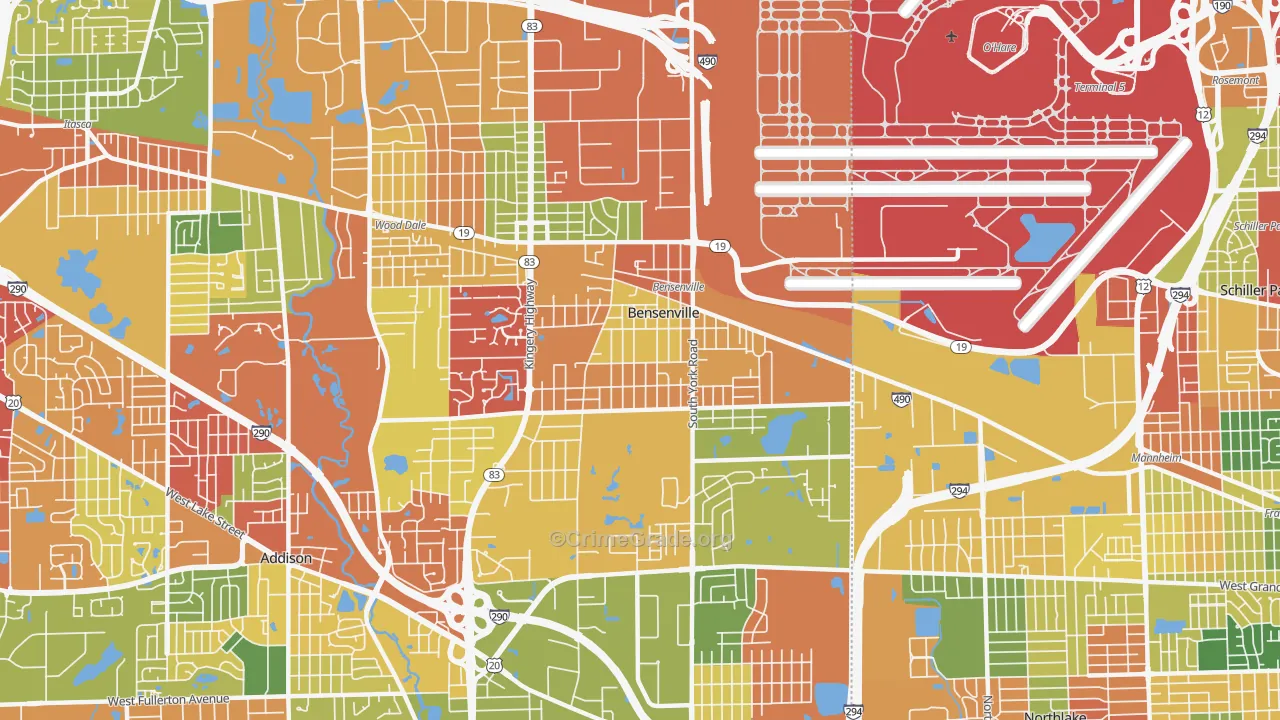 Bensenville, IL Map of Arson Rates