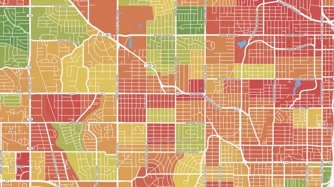 Benson, Omaha, NE Map of Arson Rates
