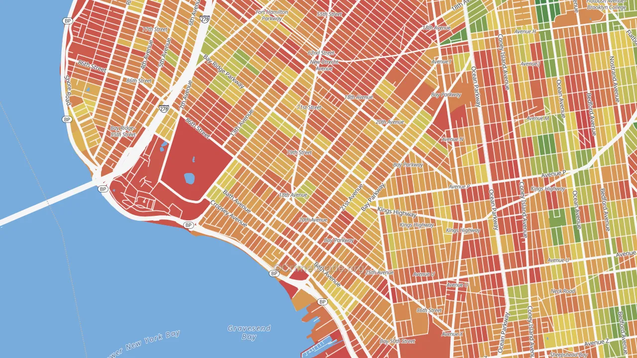 Bensonhurst, Brooklyn, NY Map of Arson Rates