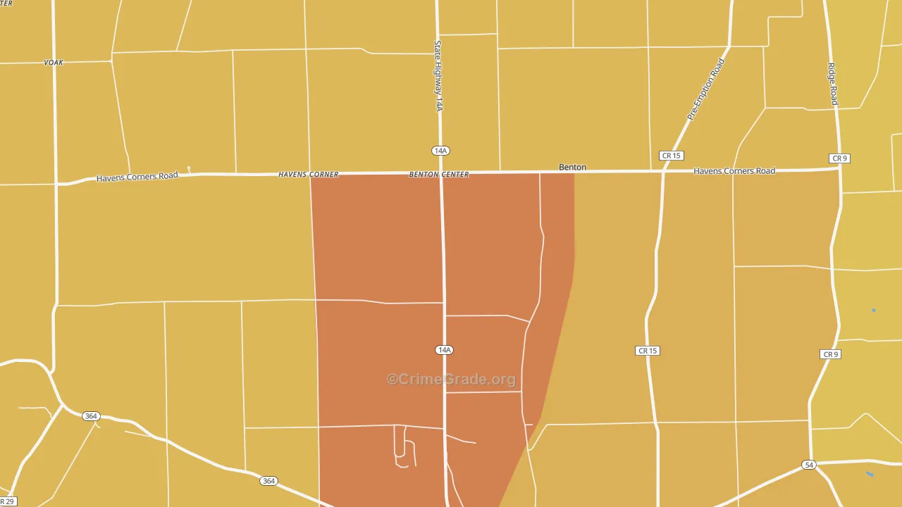 Benton Center, NY Map of Arson Rates