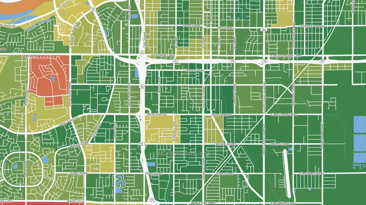 Benton Park, Bakersfield, CA Map of Arson Rates