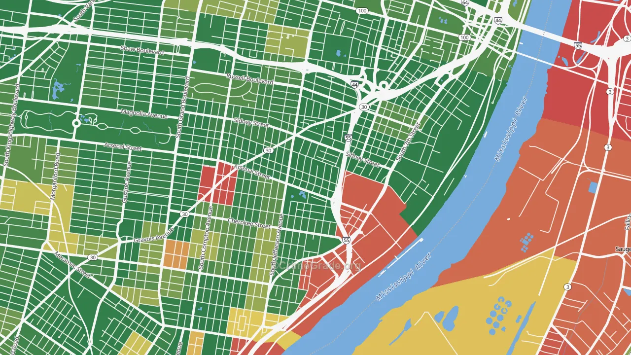 Benton Park, St. Louis, MO Map of Arson Rates