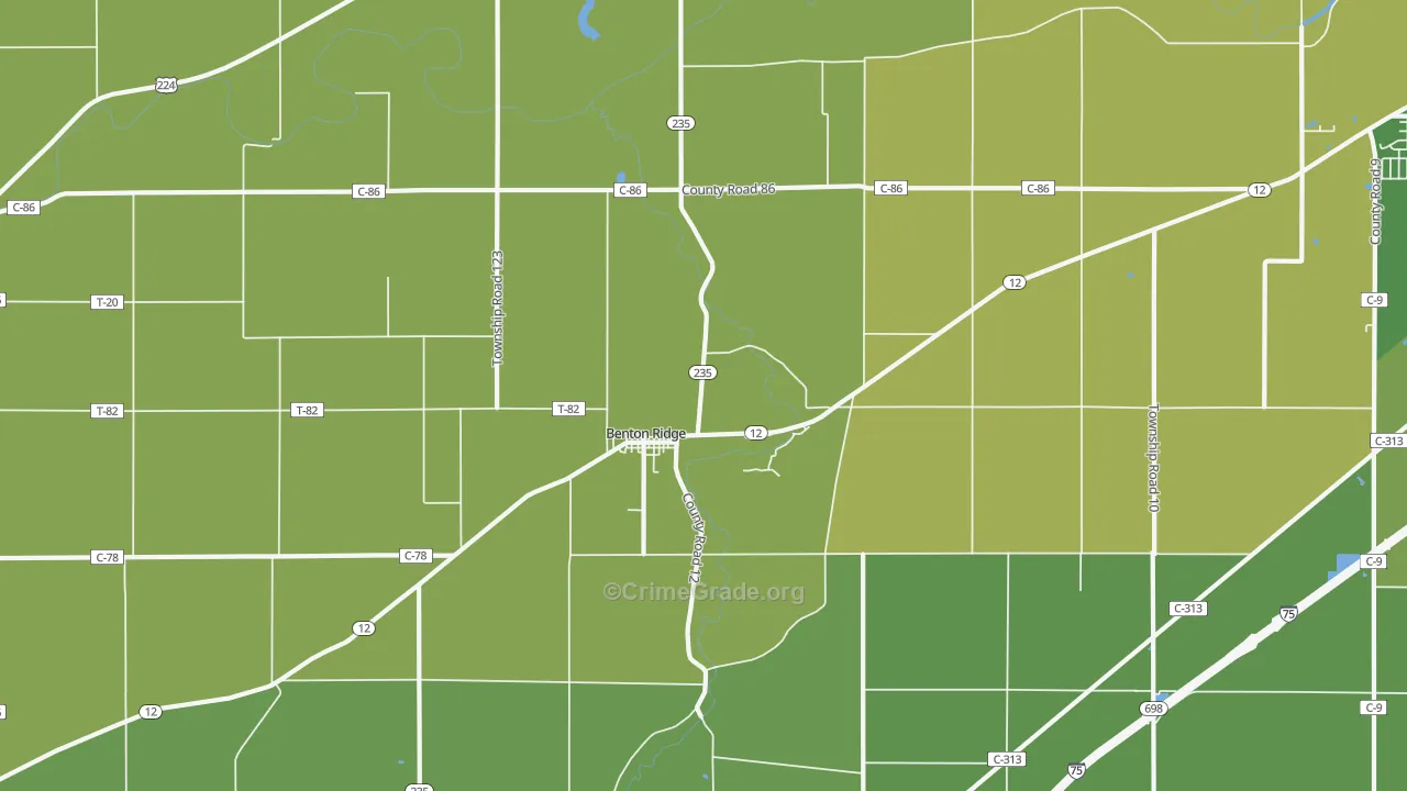 Benton Ridge, OH Map of Arson Rates
