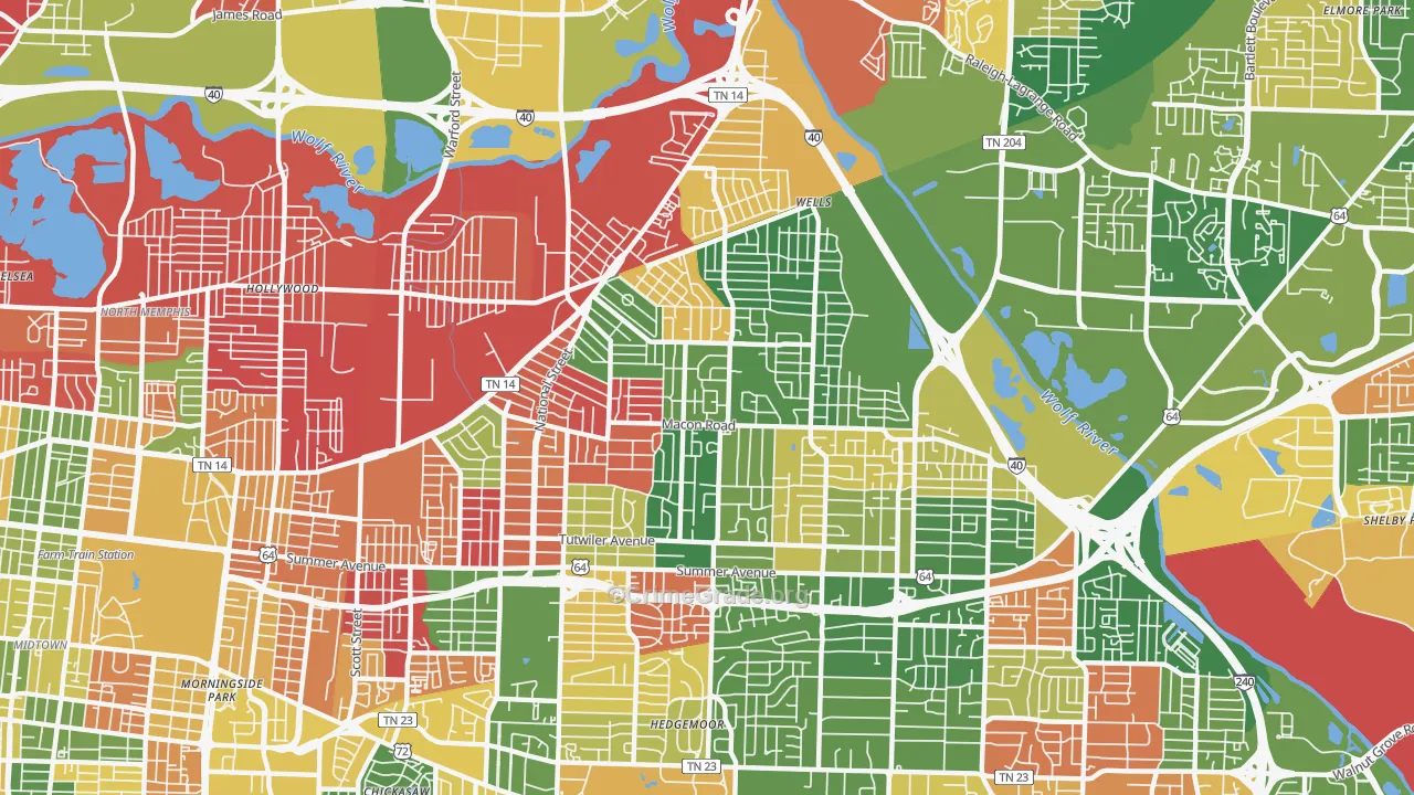 Berclair-Highland Heights, Memphis, TN Map of Arson Rates