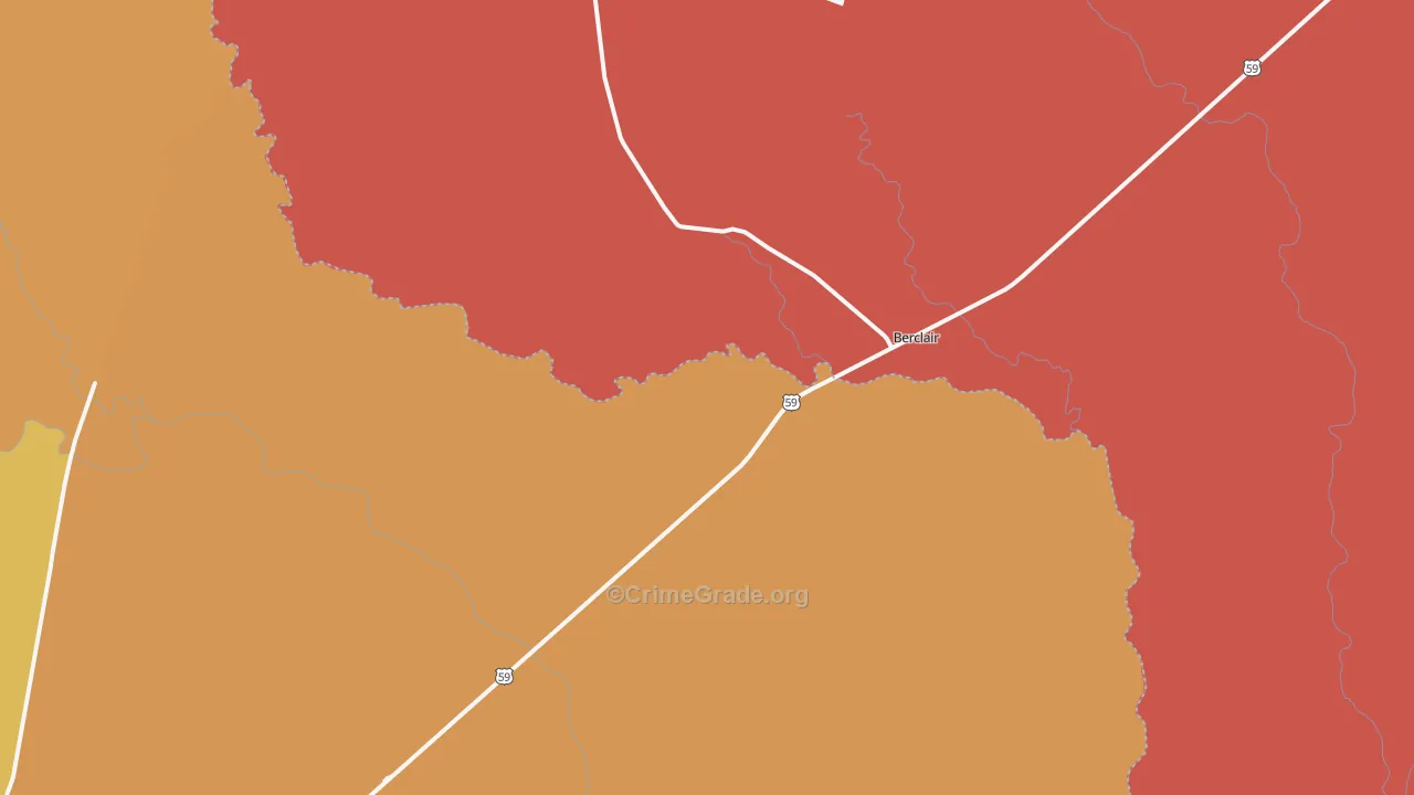 Berclair, TX Map of Arson Rates