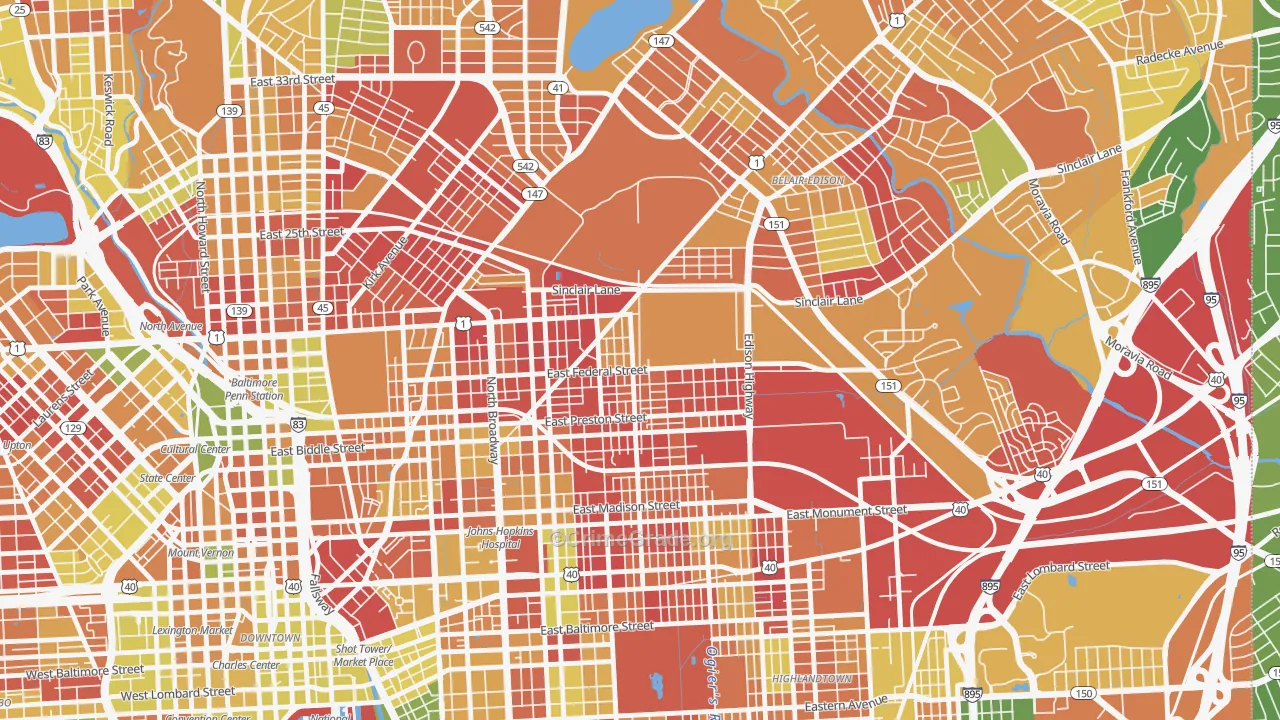 Berea, Baltimore, MD Map of Arson Rates