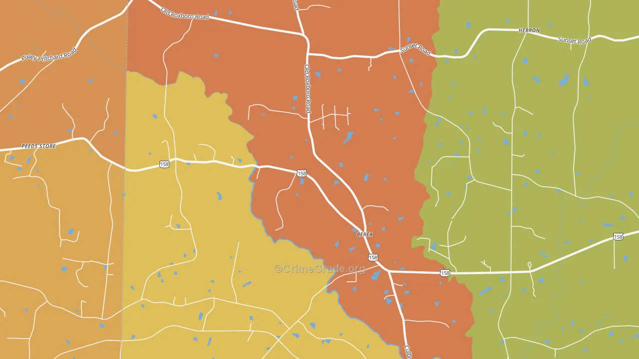 Berea, NC Map of Arson Rates